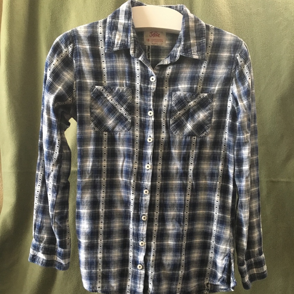 Long Sleeve Justice Button-up dress shirt -size 18